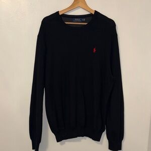 Polo by Ralph Lauren Black Crewneck Sweater with Red Pony